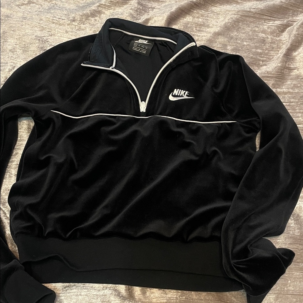 Nike Velvet  Black Zip-Up Sweater- super soft and retro!